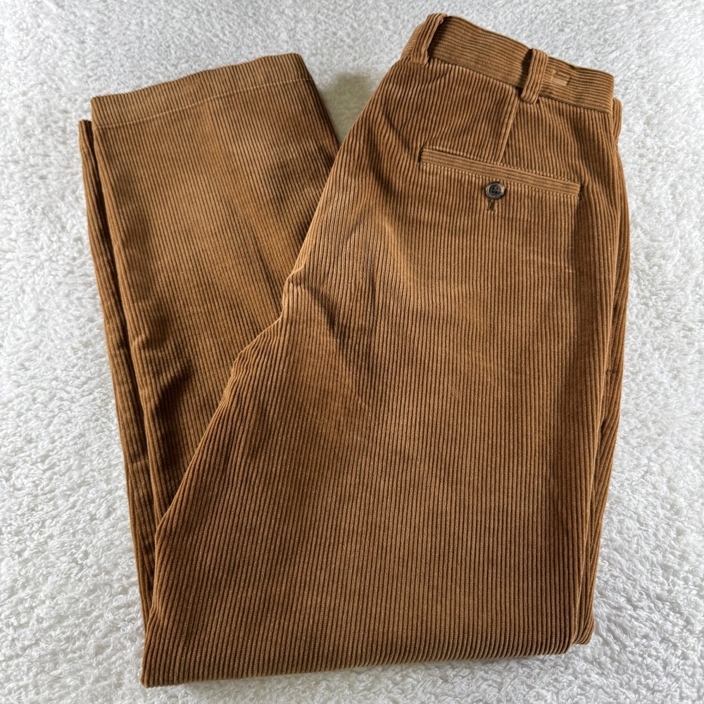 Brooks Brothers‎ Corduroy Clark Mens 34x30 Tan Khaki Brown Dress Pants Straight